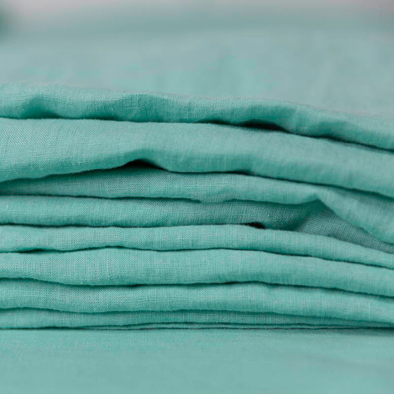 Folded Aqua Green Linen Fabric