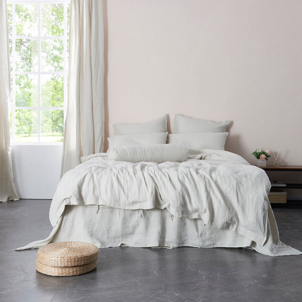 Cool Gray 100% Linen Duvet Cover With Ties