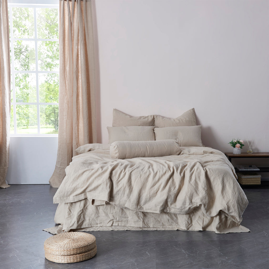 Natural Linen Duvet Cover With Ties