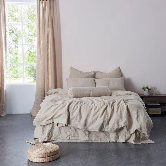 Natural Linen Duvet Cover With Ties