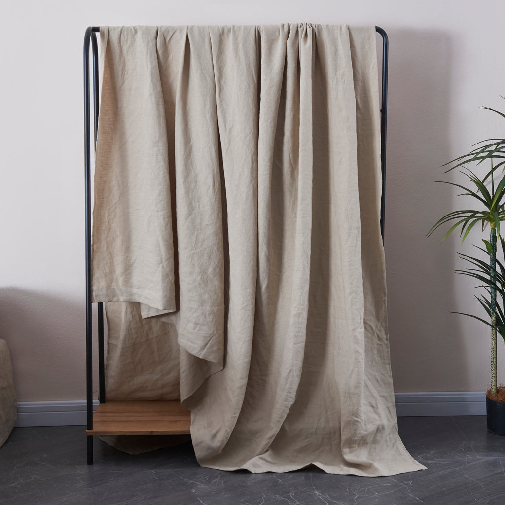 Natural Linen Flat Sheet on Rack