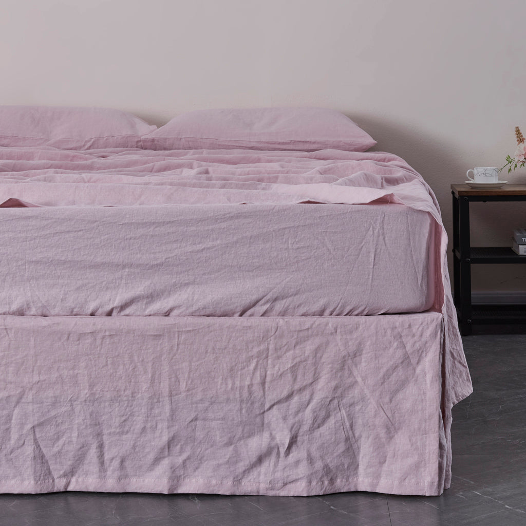 Violet Linen Bedskirt with Split Corner