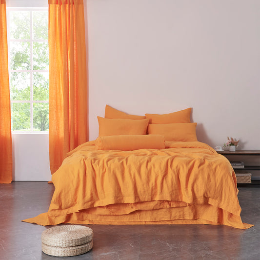 Tangelo Linen Duvet Cover With Ties