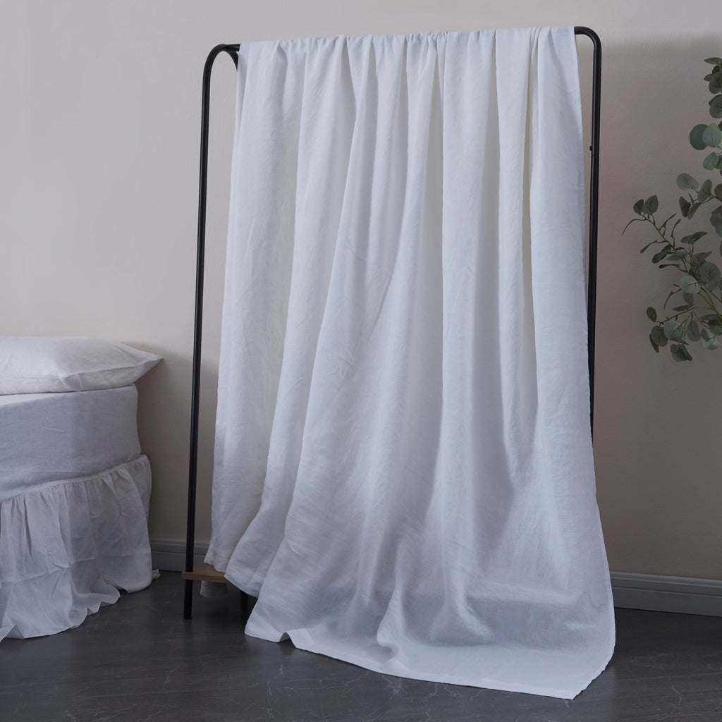 Optic White Linen Flat Sheet on Shelf