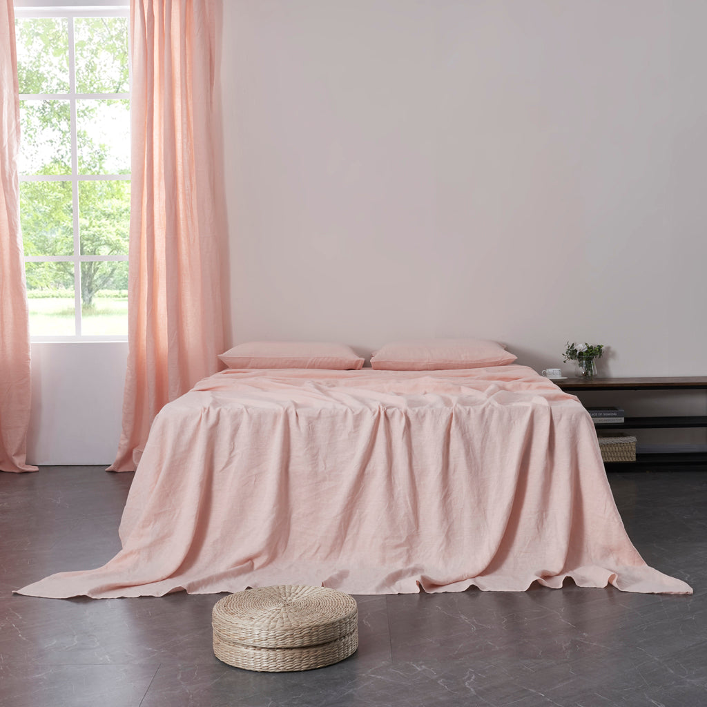 Peach 100% Linen Flat Sheet - linenforce
