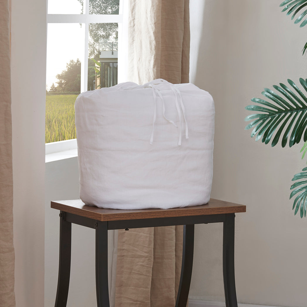 White Linen Quilted Bedspread in Bag