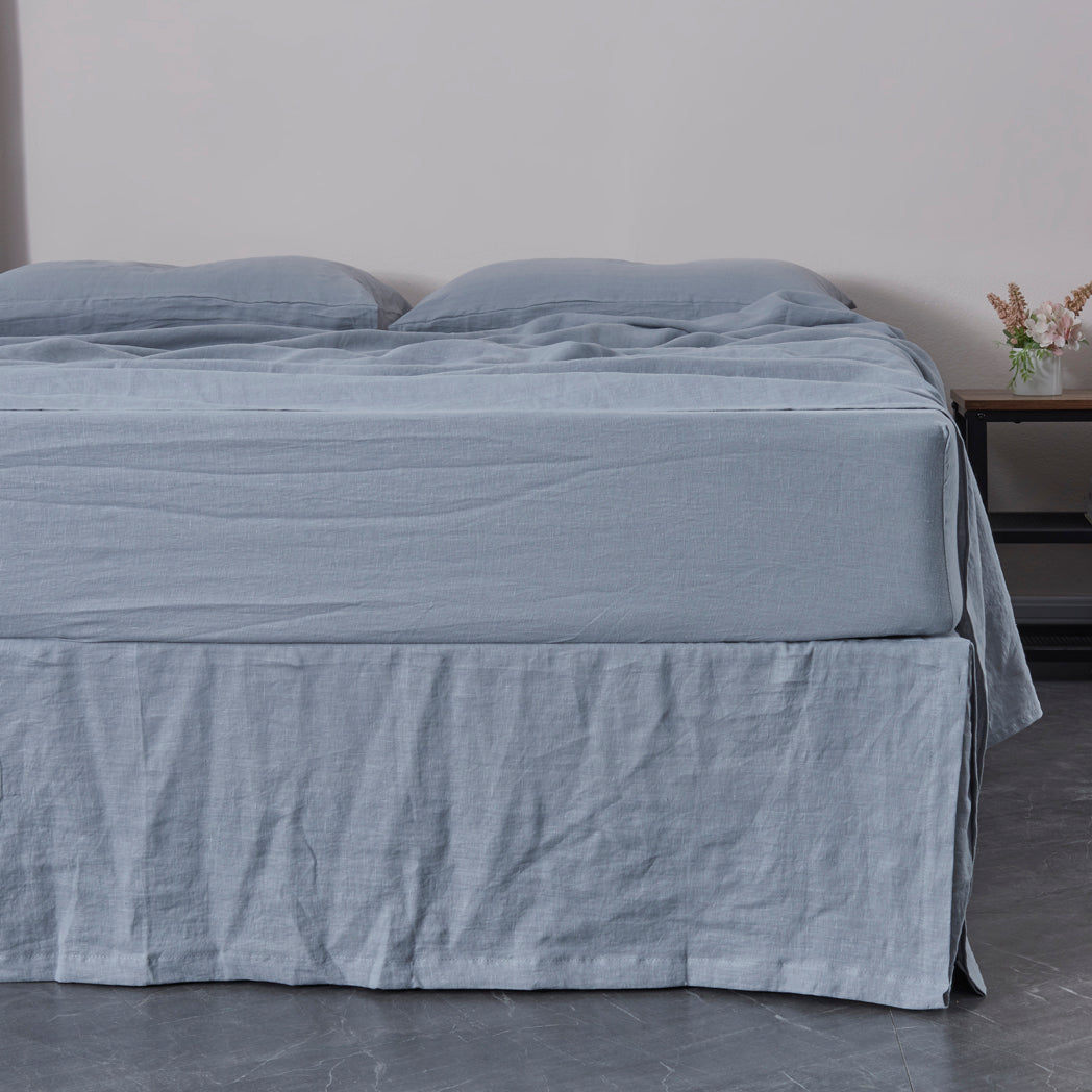 Alloy Gray Linen Bedskirt With Split Corner