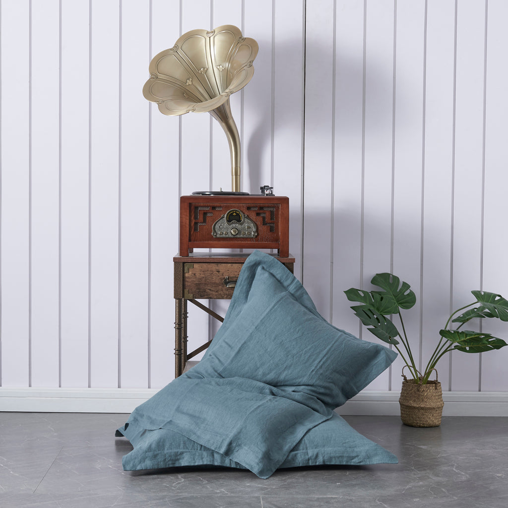 100% Linen French Blue Oxford Hem Pillowcases