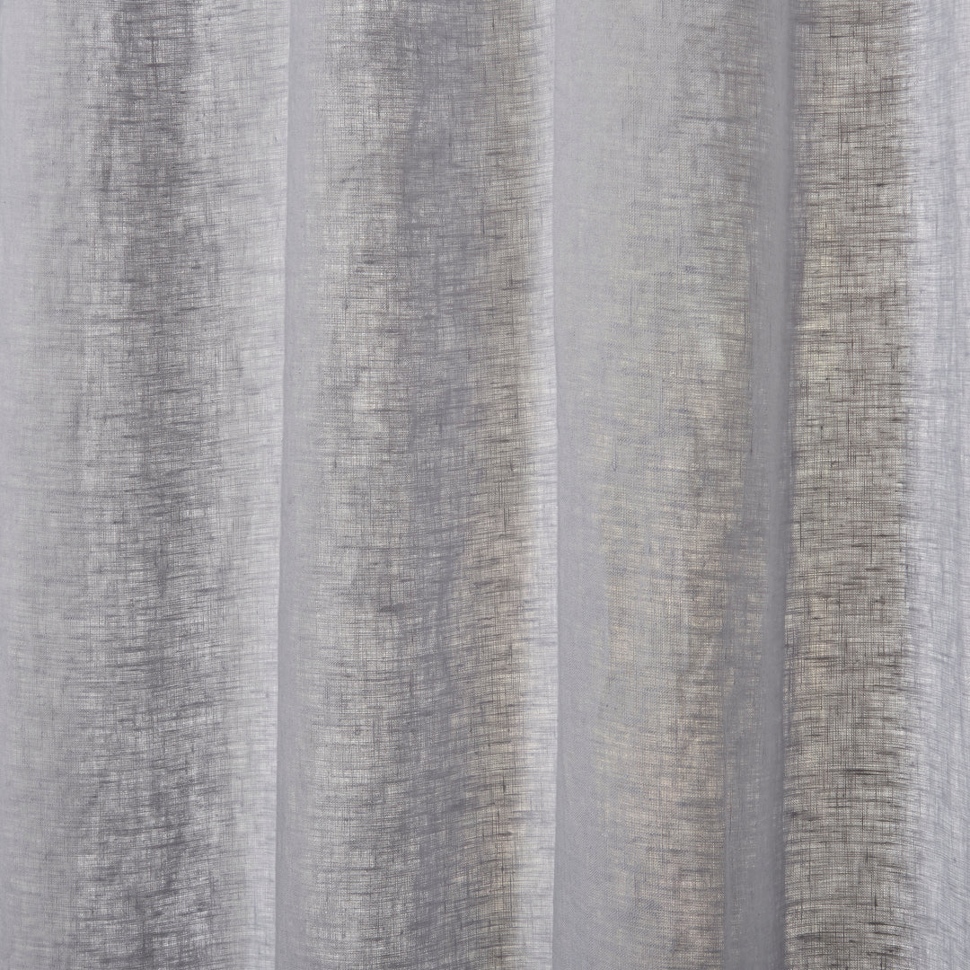 Texture Detail of Alloy Gray Linen Drapery with Back Tab