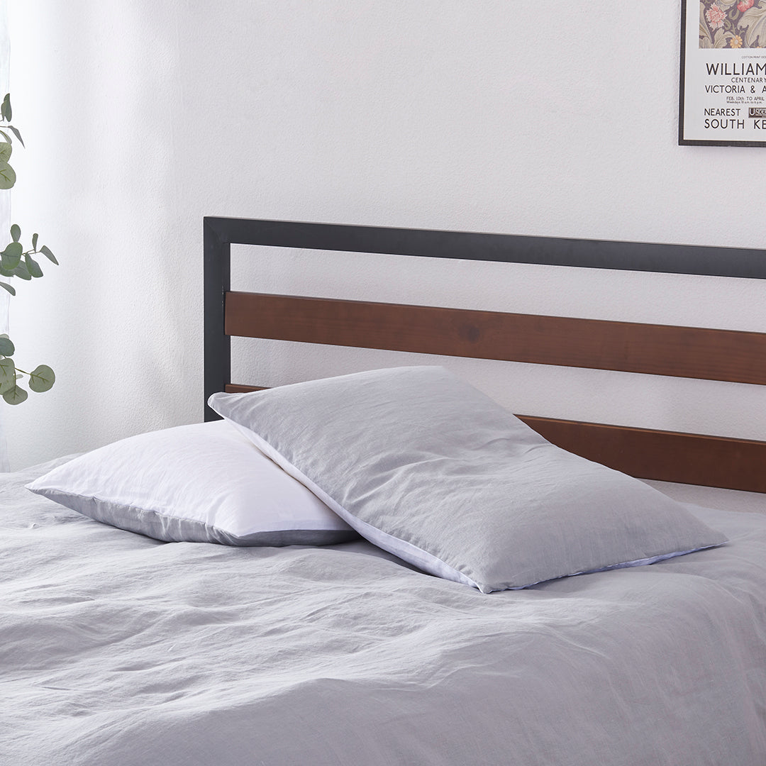 Two Tone Alloy Grey and White Cooling Linen Pillowcases