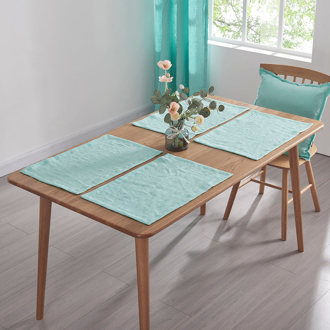 Aqua Green Plain Placemat Set on Table