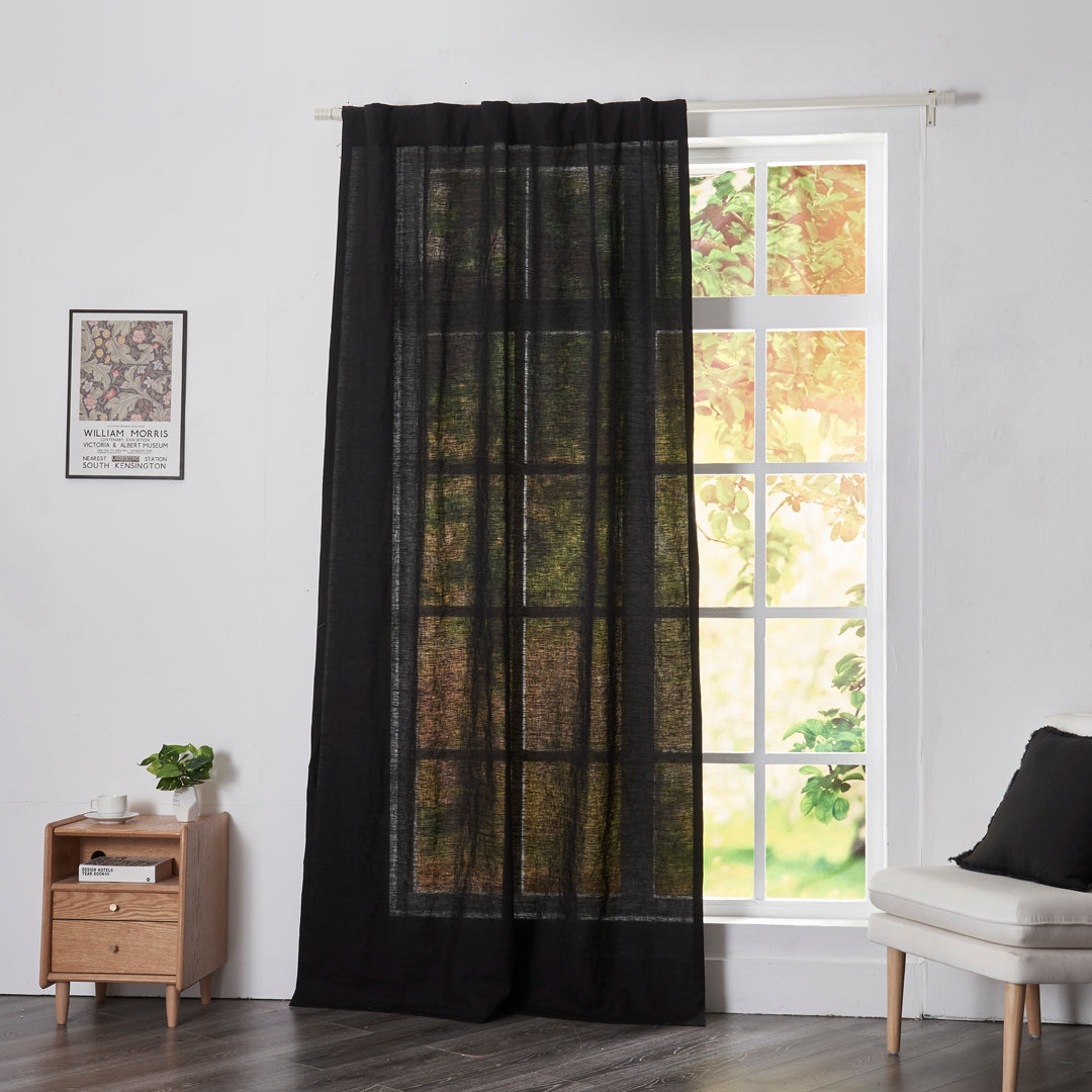 Black Linen Drapery With Back Tab