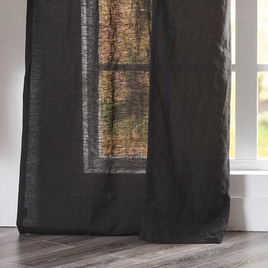 Hem of Black Linen Drapery With Back Tab