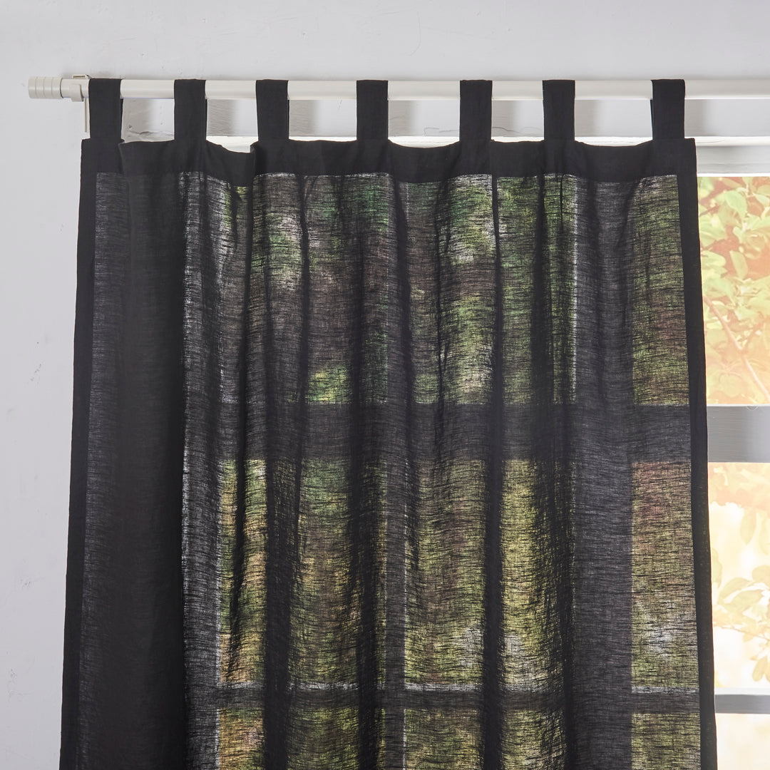 Tab Top of Black Linen Curtain