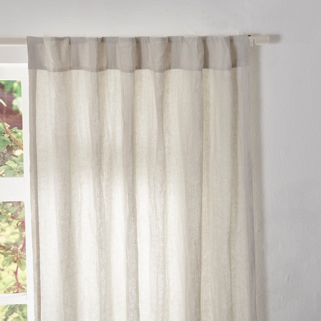 Top of Cool Gray Linen Drapery With Cotton Lining