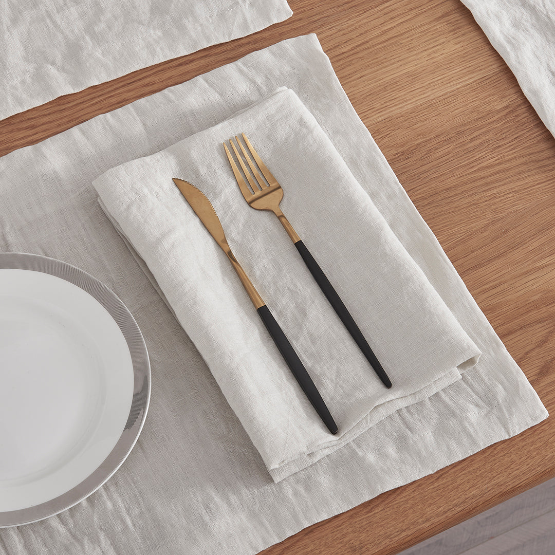 100% Linen Napkin in Cool Gray on Table