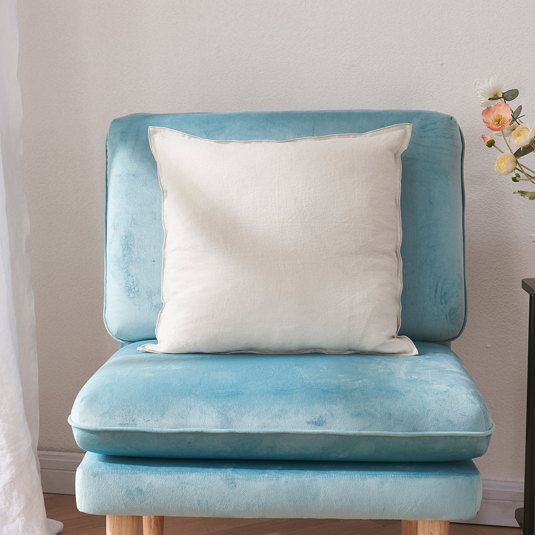 Cool Gray Embroidery Edge Linen Cushion Cover Pillowcase