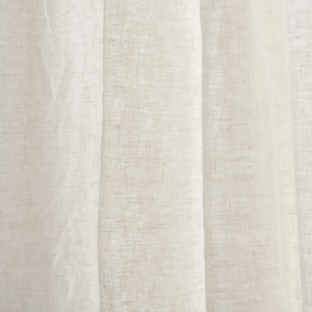 Linen Texture Detail on Cool Gray Linen Drapery With Rod Pocket