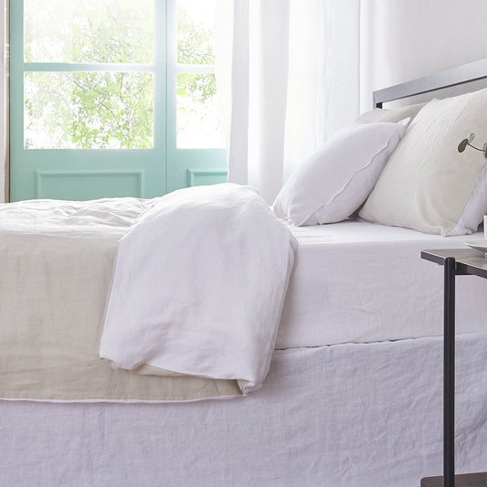Cool Gray and White Two Tone Linen Duvet Cover