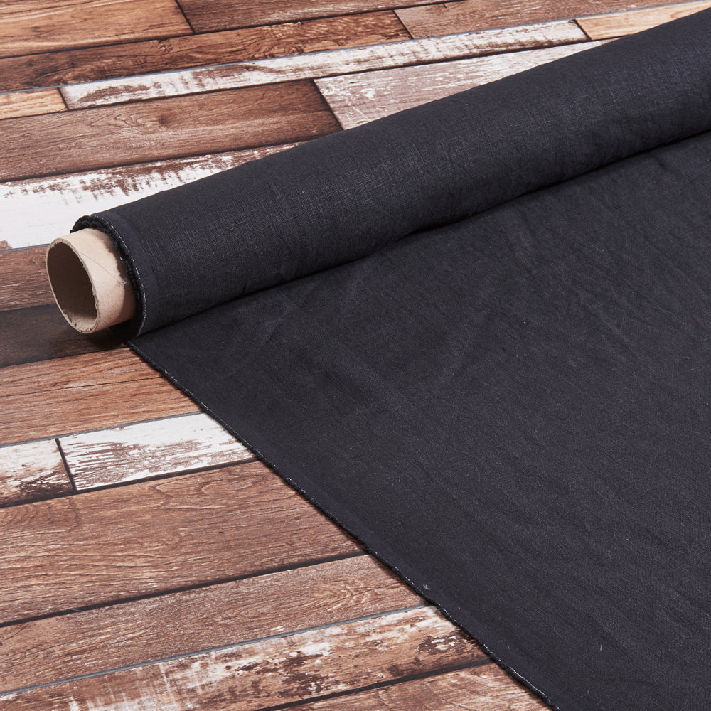 Roll of 100% linen fabric in black