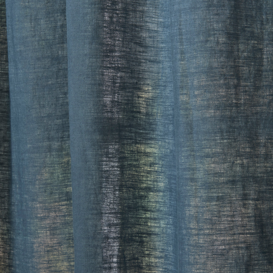 Linen Texture Detail on French Blue Curtain