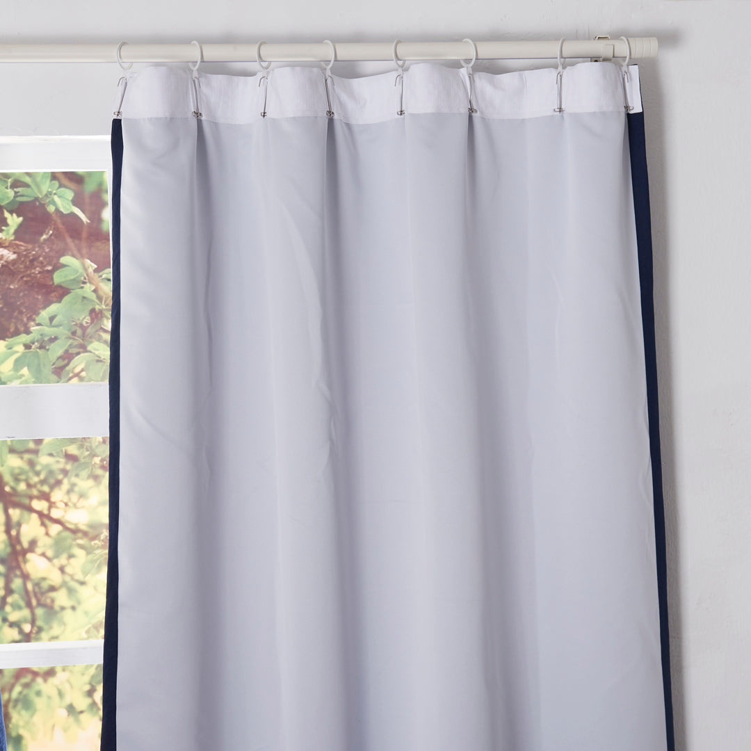 Lining Detail of Indigo Blue Linen Blackout Curtains