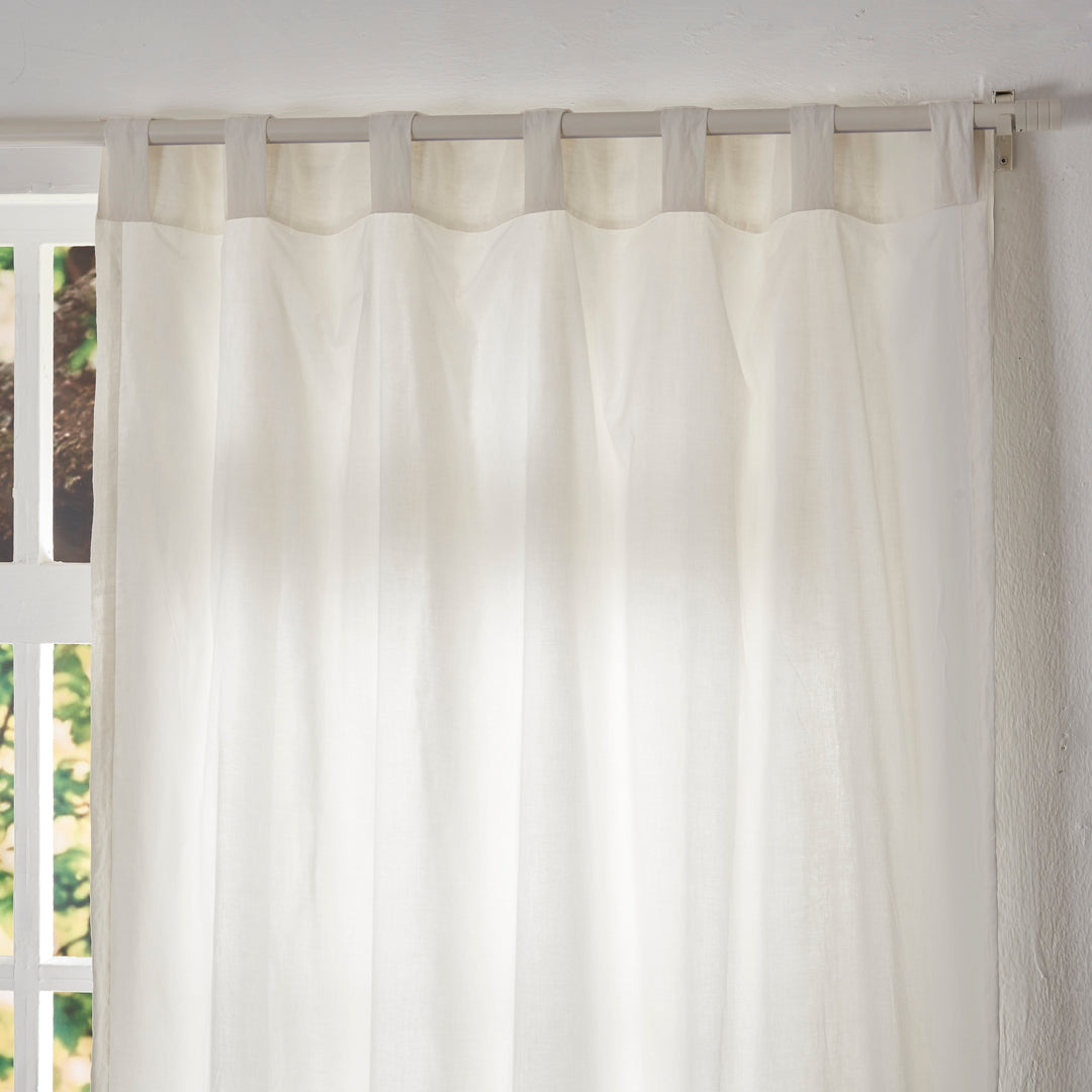 Cotton Lining on Ivory Linen Curtain