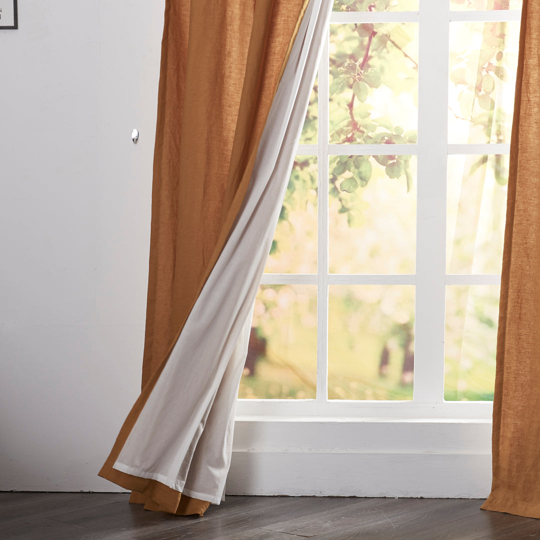 Lining Detail of Mustard Yellow Linen Curtain