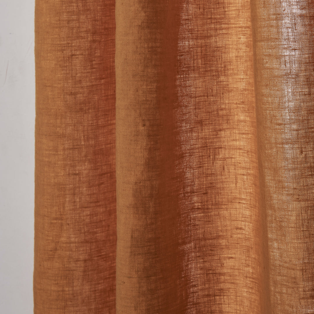Linen Texture Detail of Mustard Yellow Curtain