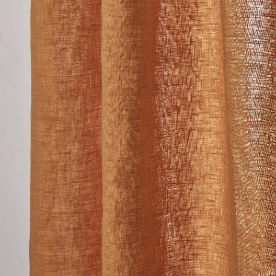 Linen Texture of Mustard Yellow Linen Drapes