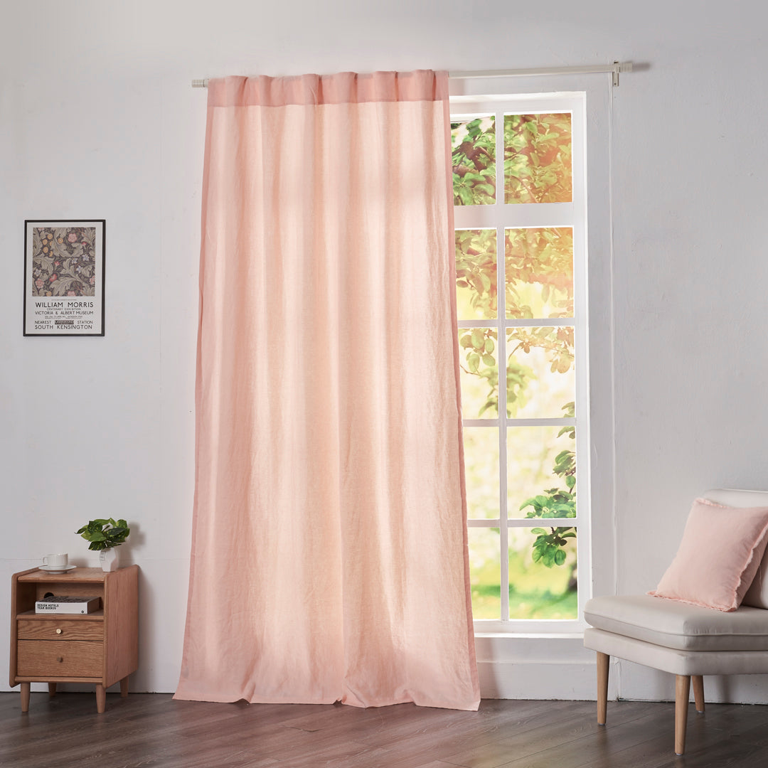 Peach Linen Drapery With Back Tab