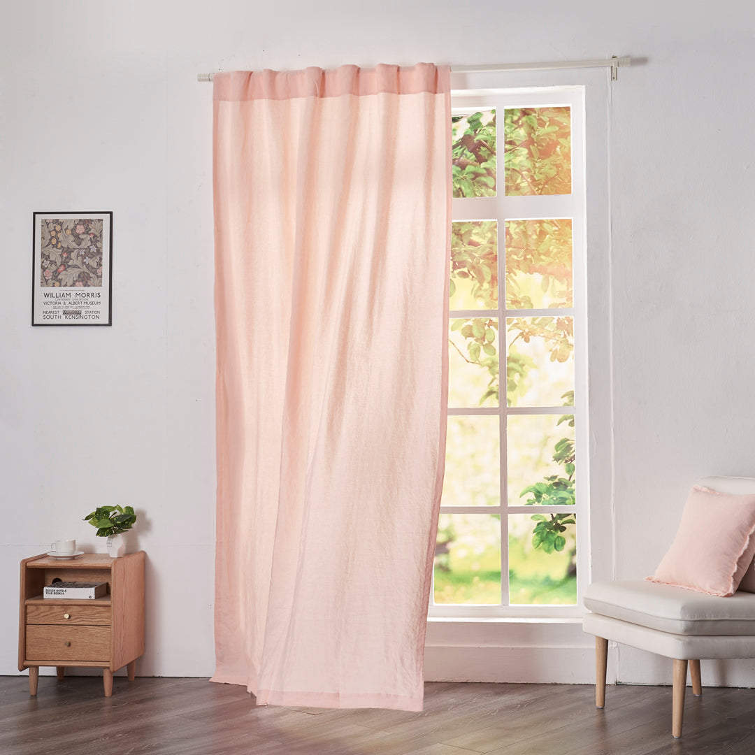 Peach Linen Drapery With Back Tab
