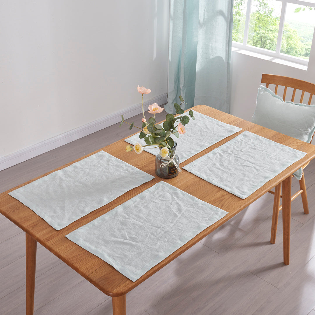 Pale Blue Linen Placemats on Table