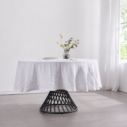 Optic White Linen Round Tablecloth