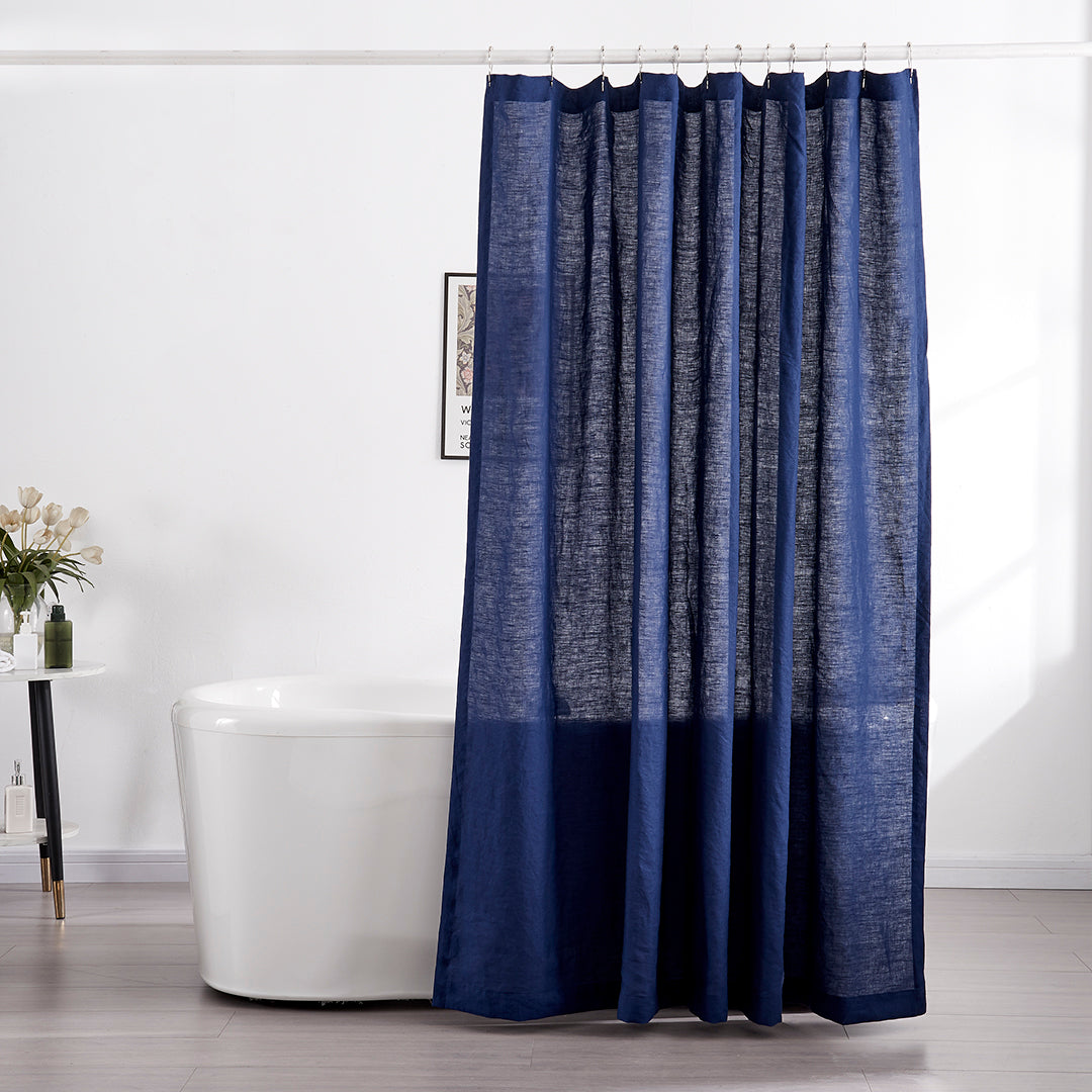 Indigo Blue Shower Curtain in 100% Linen