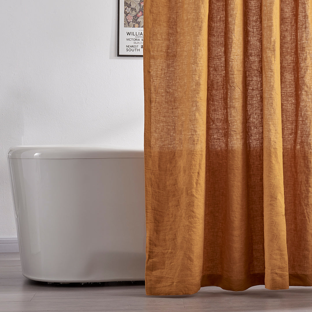 Mustard Yellow Linen Shower Curtain