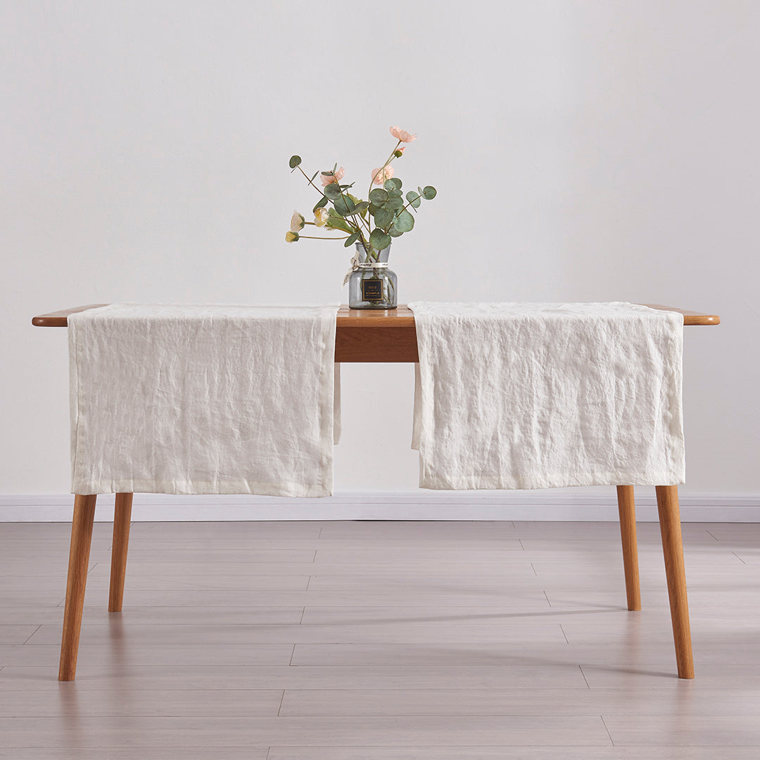 dresser runners linen RW GUILD Fringe Double Weave Washed Linen Table Runner