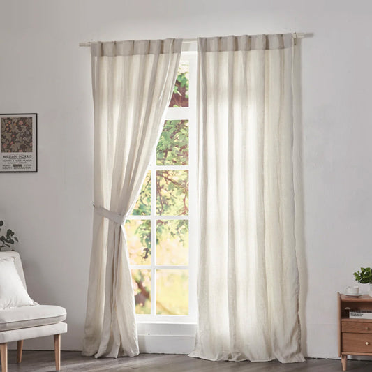 Ivory Linen Curtains on Window
