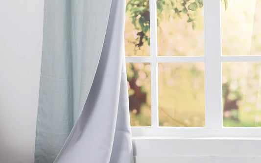 Pale Blue Linen Curtain with Blackout Lining