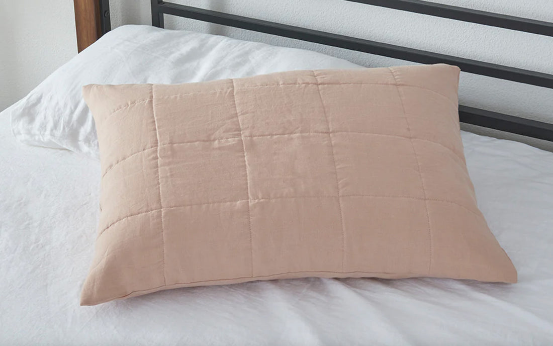 Nude Linen Quilted Sham from Linenforce