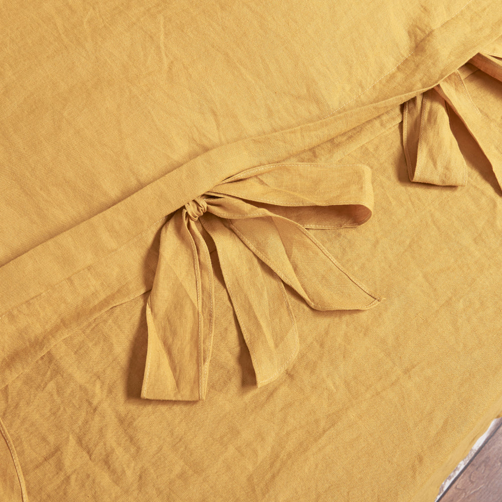 Mustard Yellow Duvet Cover with Bow Ties