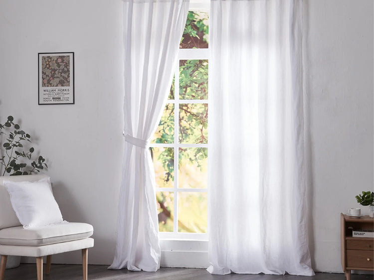 Made-to-Measure White Linen Curtains on Window