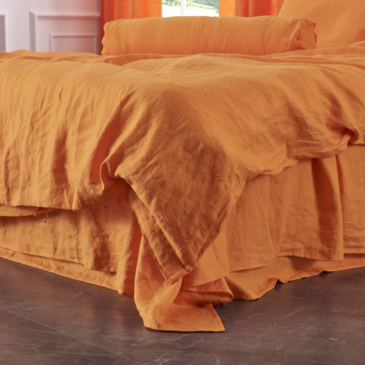 Tangelo orange linen bedding