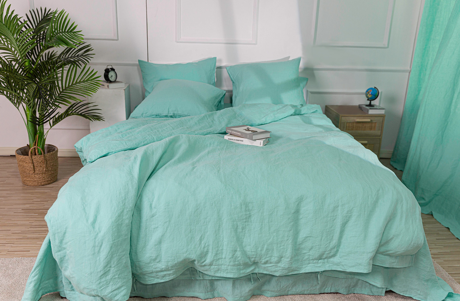 Aqua Green Bedding with Basic Ties Duvet Cover
