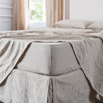 Natural Cooling Linen Fitted Sheet on Bed
