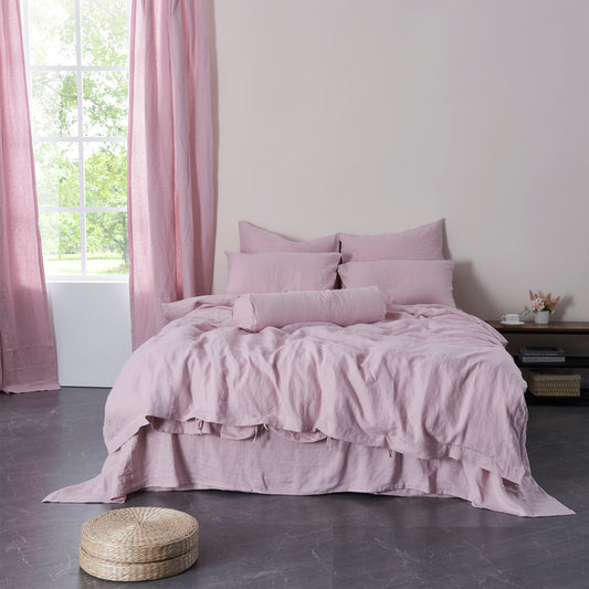 Violet Linen Duvet Cover With Ties