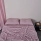 Violet 100% Linen Sheet Set On Bed - linenforce