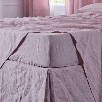 Violet Cooling Linen Fitted Sheet On Bed