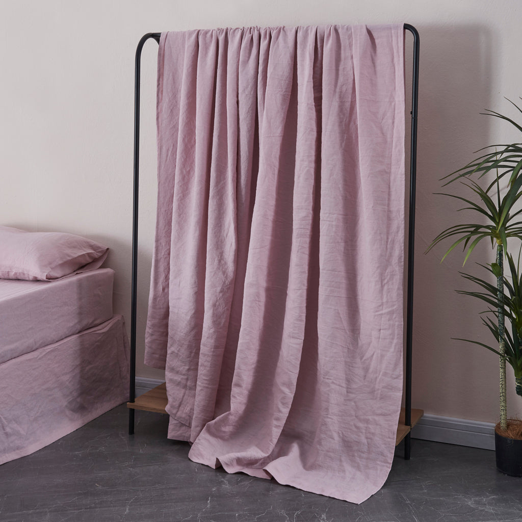 Violet 100% Linen Flat Sheet On Shelf - linenforce