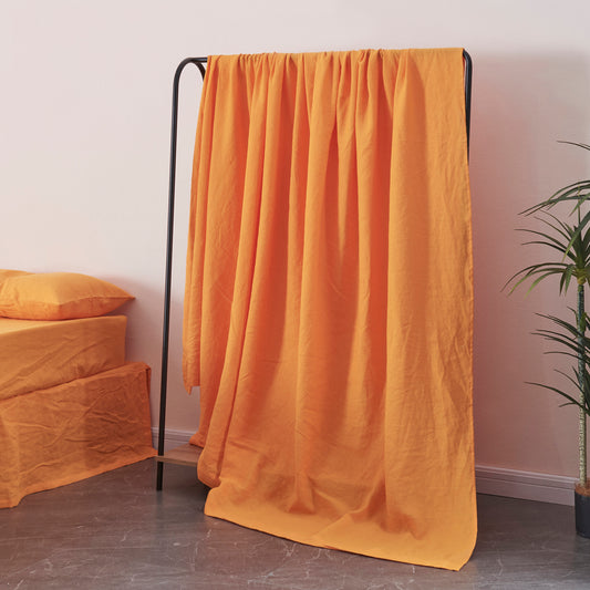Tangelo Orange Linen Flat Sheet on Rack